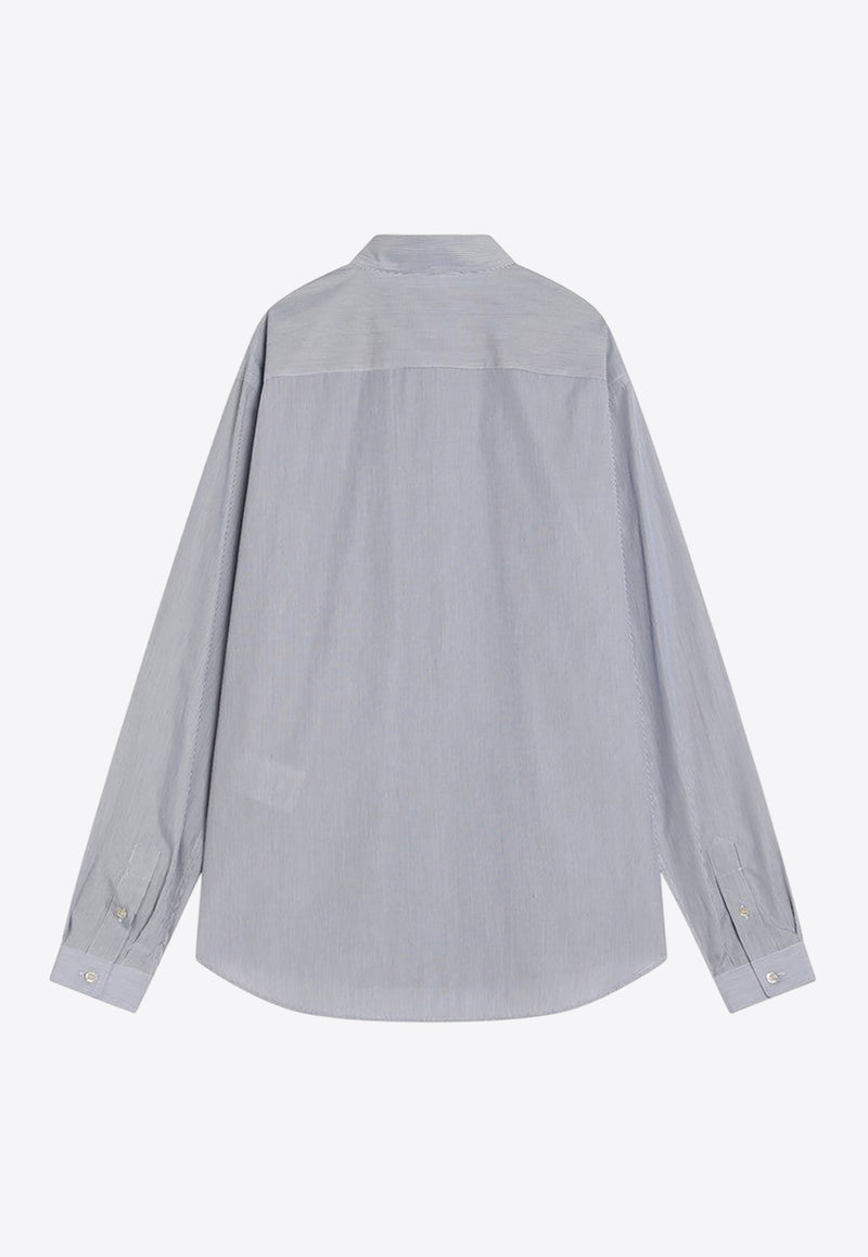 Valentino Logo Embroidered Stripe Poplin Shirt Light Blue 7V3ABS77B2Q/R_VALE-129