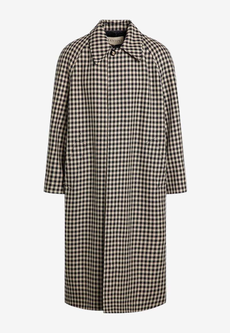 Valentino Vichy Pattern Single-Breasted Long Coat Beige 7V3CAK00AW6/R_VALE-DYD