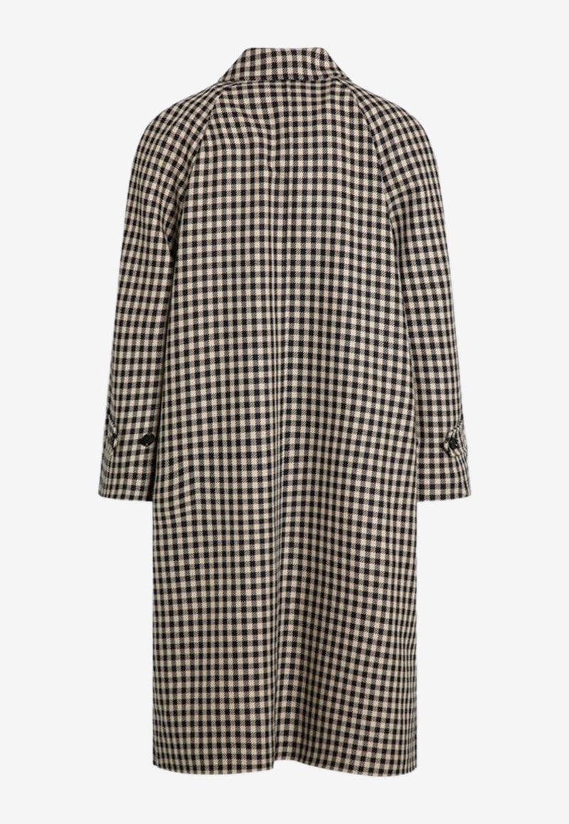 Valentino Vichy Pattern Single-Breasted Long Coat Beige 7V3CAK00AW6/R_VALE-DYD