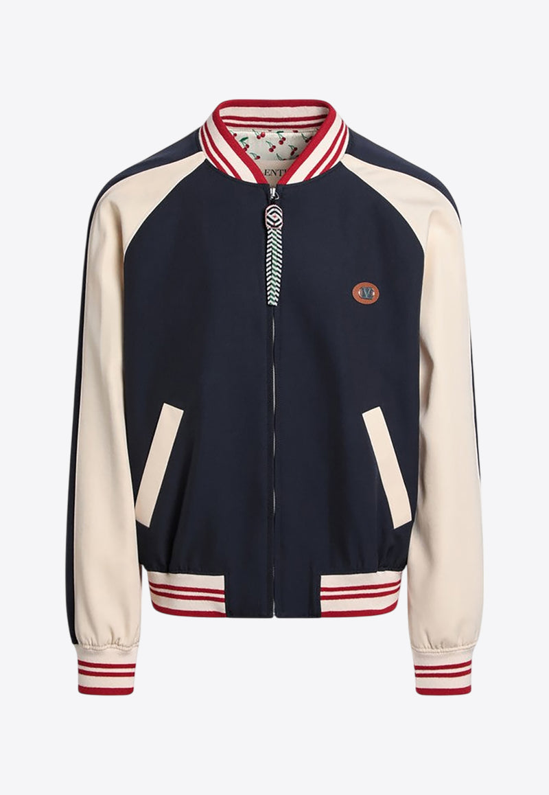 Valentino Wool VLogo Bomber Jacket Blue 7V3CIP63AWS/R_VALE-DYB