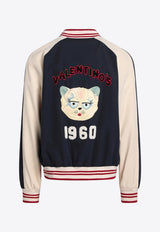 Valentino Wool VLogo Bomber Jacket Blue 7V3CIP63AWS/R_VALE-DYB