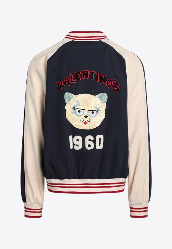 Valentino Wool VLogo Bomber Jacket Blue 7V3CIP63AWS/R_VALE-DYB