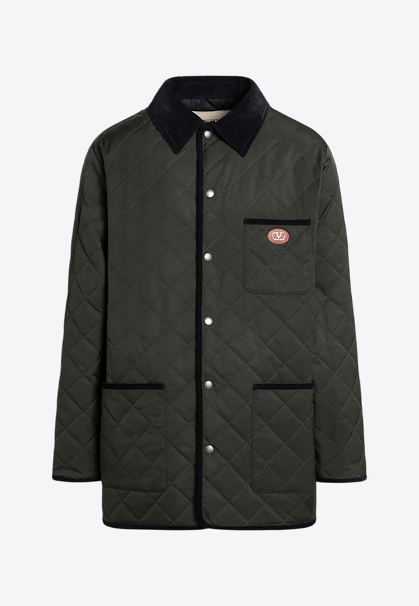 Valentino Quilted VLogo Patch Jacket Green 7V3CJK95CKV/R_VALE-APF