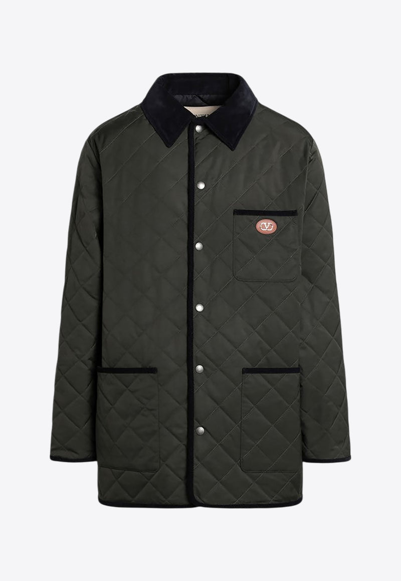 Valentino Quilted VLogo Patch Jacket Green 7V3CJK95CKV/R_VALE-APF