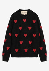 Valentino Jacquard Heart Mohair Blend Sweater Black 7V3KC34QB0T/R_VALE-0NR
