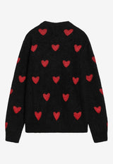 Valentino Jacquard Heart Mohair Blend Sweater Black 7V3KC34QB0T/R_VALE-0NR