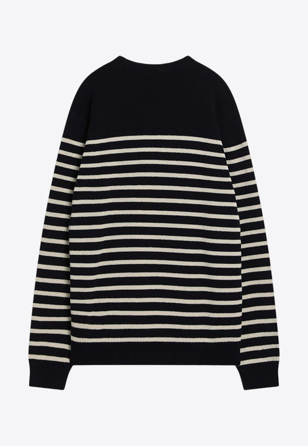 Valentino Chez Logo Jacquard Stripe Sweater Blue 7V3KC34WB1W/R_VALE-DYB