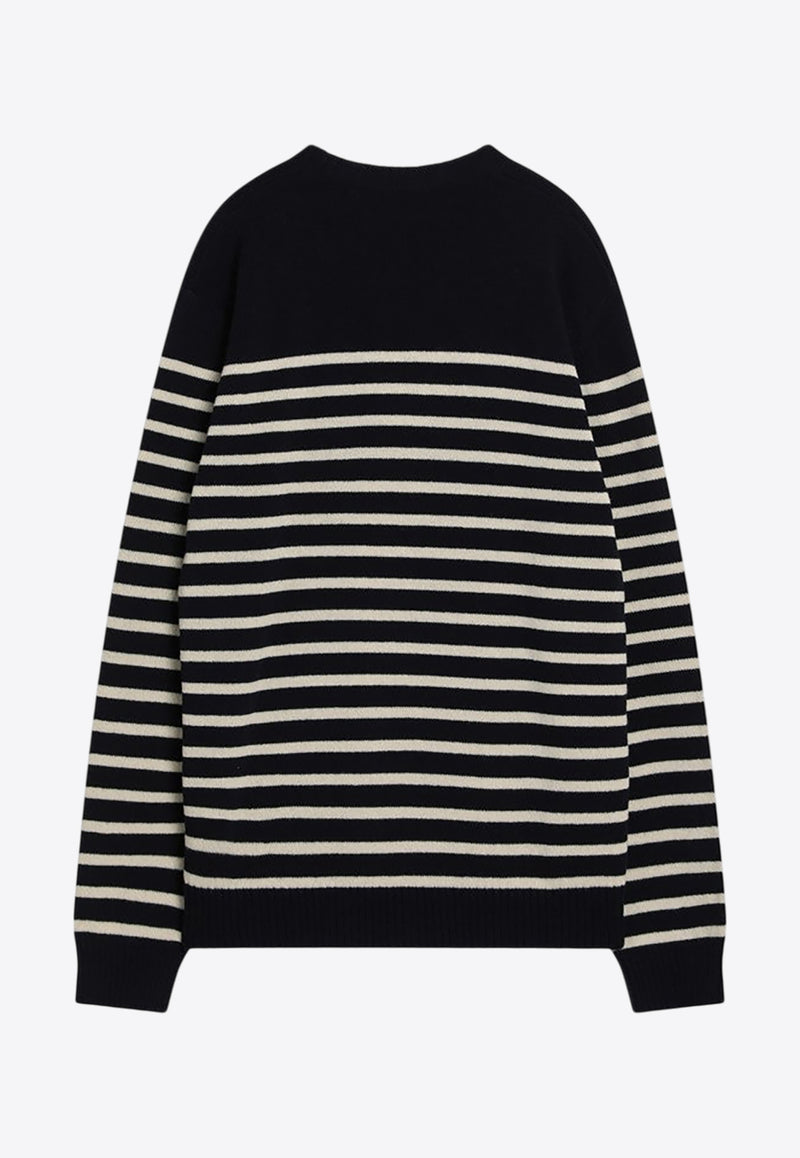 Valentino Chez Logo Jacquard Stripe Sweater Blue 7V3KC34WB1W/R_VALE-DYB
