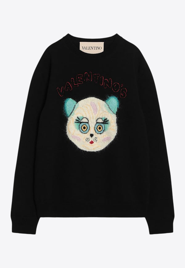Valentino Le Chat De La Maison Patch Sweatshirt Black 7V3KC35IB2V/R_VALE-0NO