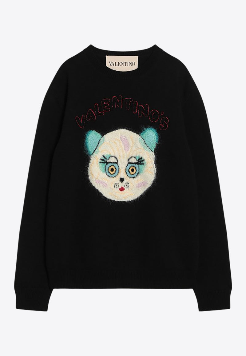 Valentino Le Chat De La Maison Patch Sweatshirt Black 7V3KC35IB2V/R_VALE-0NO