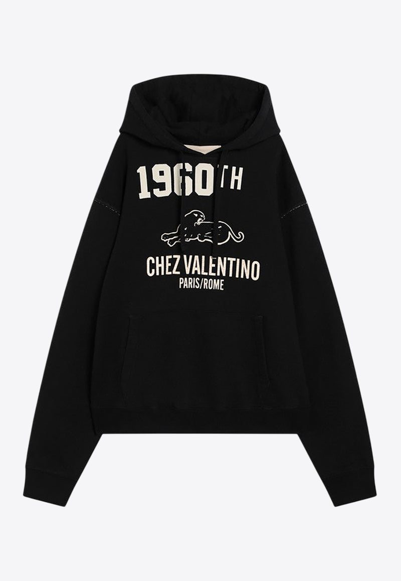 Valentino 1960 Chez Logo Drawstring Hoodie Black 7V3MF29MB1M/R_VALE-9RA