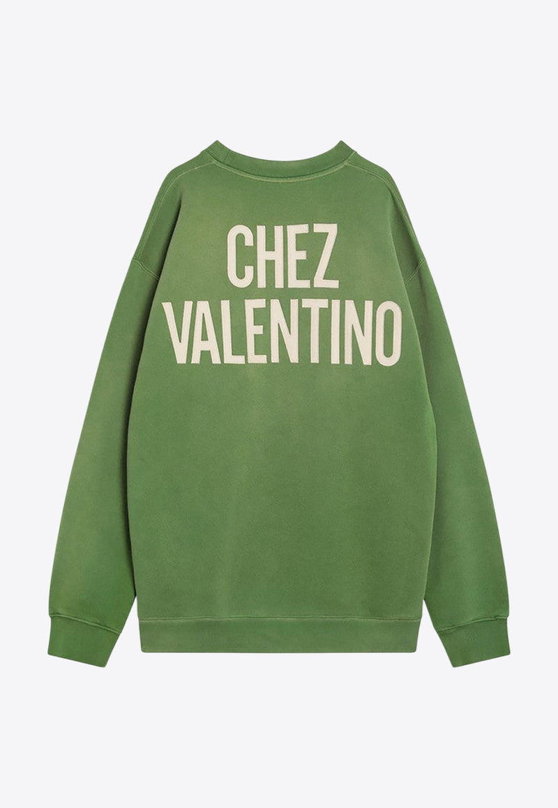 Valentino Chez Logo Vintage-Effect Sweatshirt Green 7V3MF29NAYH/R_VALE-9LR