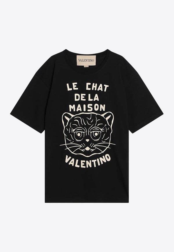 Valentino Le Chat De La Maison Print T-shirt Black 7V3MG16PB32/R_VALE-9RA