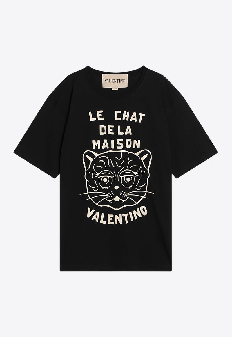 Valentino Le Chat De La Maison Print T-shirt Black 7V3MG16PB32/R_VALE-9RA