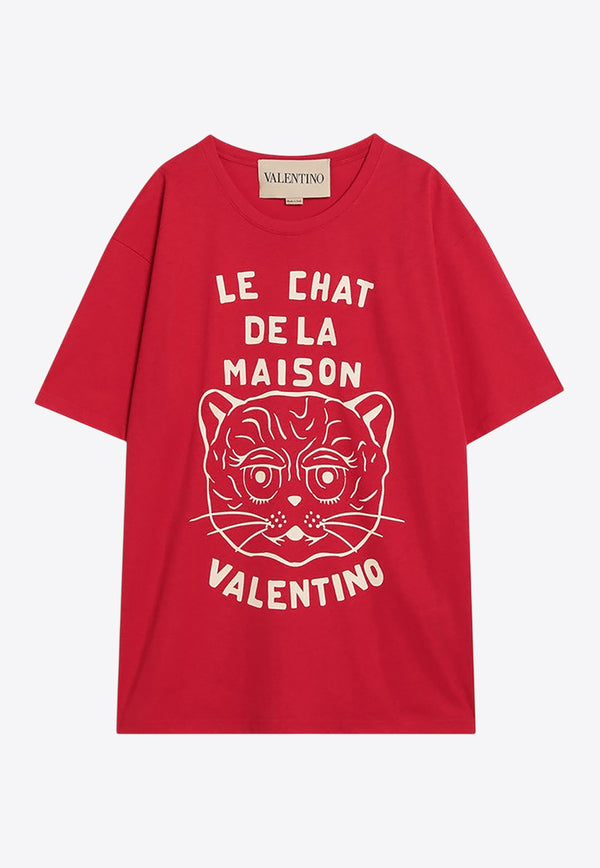 Valentino Le Chat De La Maison Print T-shirt 7V3MG16PB32/R_VALE-BR3 Red