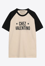 Valentino Chez Logo Print T-shirt Beige 7V3MG17DAYC/R_VALE-QT3