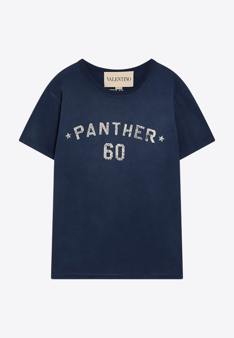 Valentino Chez Logo Vintage-Effect T-shirt Blue 7V3MG17EAYD/R_VALE-AEW