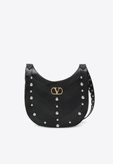 Valentino Small Hoboho Chevron-Pattern Studded Shoulder Bag Black 7W0B0S63PXJ/R_VALE-0NO