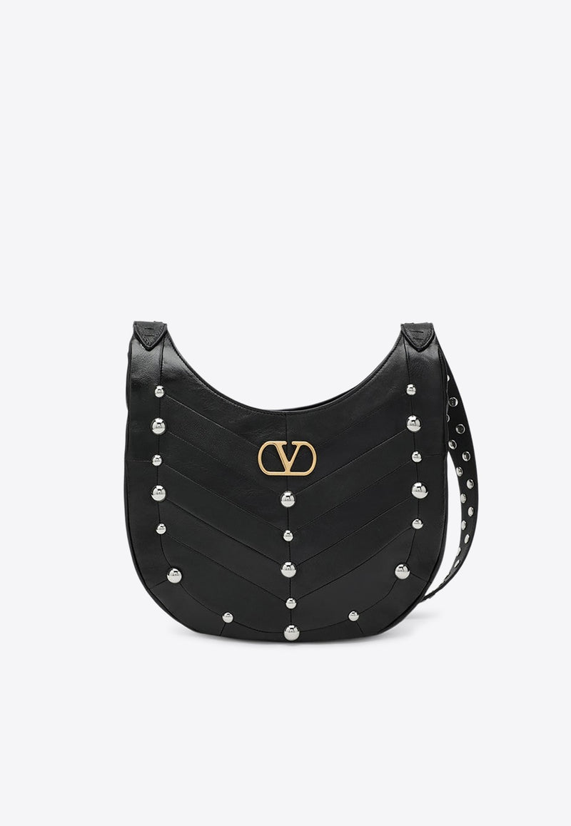 Valentino Small Hoboho Chevron-Pattern Studded Shoulder Bag Black 7W0B0S63PXJ/R_VALE-0NO