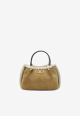 Valentino Small VLogo Suede Top Handle Bag Beige 7W0B0S71UVT/R_VALE-A8G