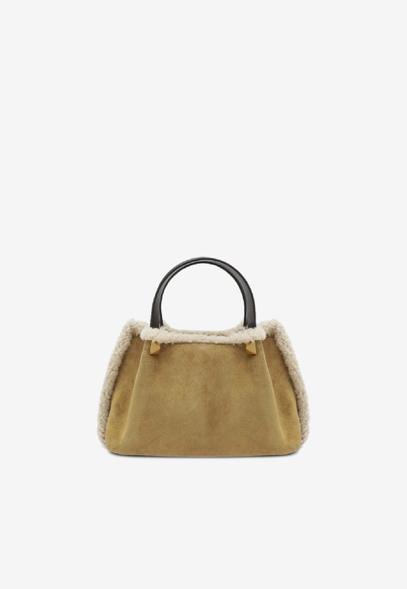 Valentino Small VLogo Suede Top Handle Bag Beige 7W0B0S71UVT/R_VALE-A8G