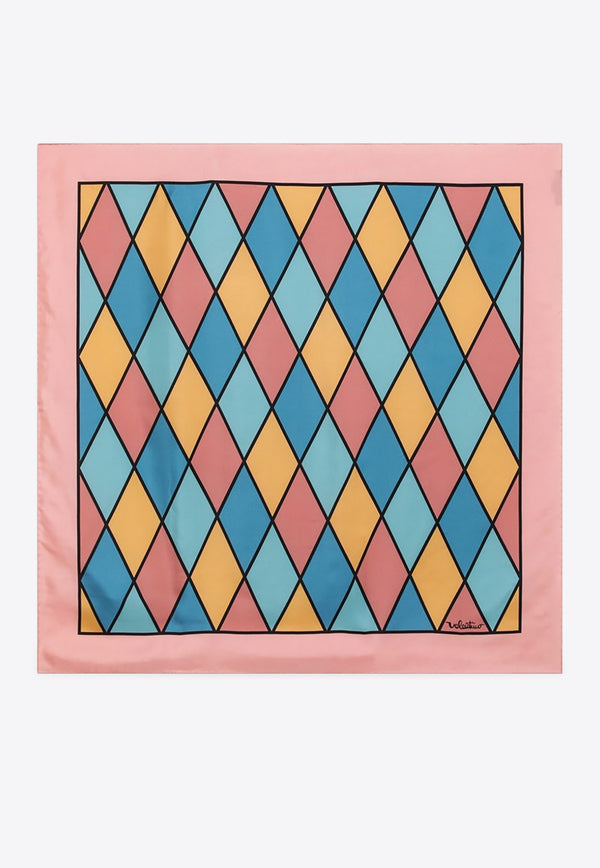 Valentino Diamond Pattern Silk Scarf Multicolor 7W0EI114WLG/R_VALE-CGF