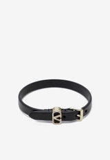 Valentino Ovalette Leather and Crystal Bracelet Black 7W0J0AH7WRV/R_VALE-EDM