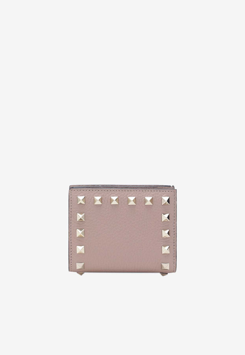 Valentino Rockstud Grained-Leather Wallet Blush 7W0P0AR5VSH/R_VALE-P45