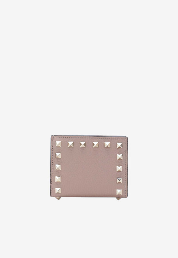 Valentino Rockstud Grained-Leather Wallet Blush 7W0P0AR5VSH/R_VALE-P45