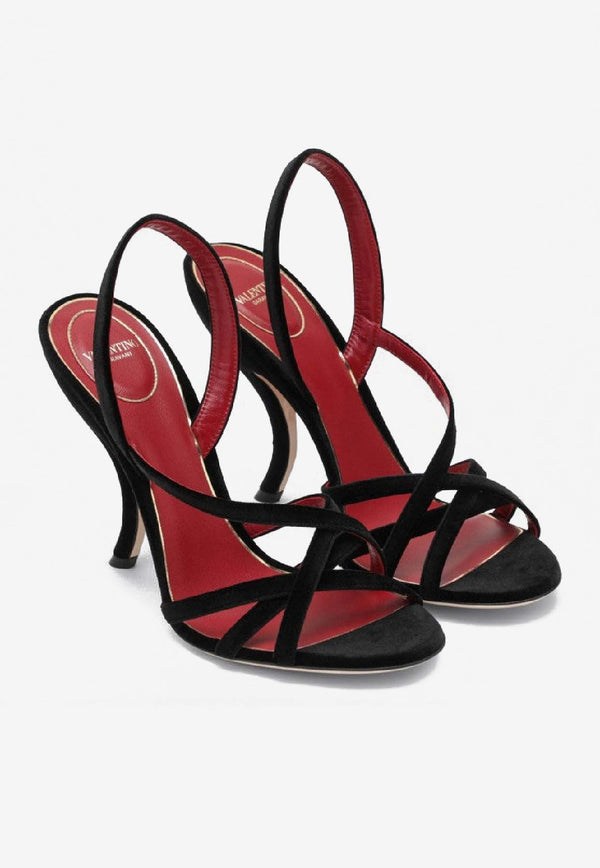 Valentino Fetishique 105 Velvet Sandals Black 7W0S0NC6WPJ/R_VALE-0NO