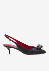 Valentino Panthea 55 Leather Slingback Pumps Black 7W0S0NG5-LIR-0NO