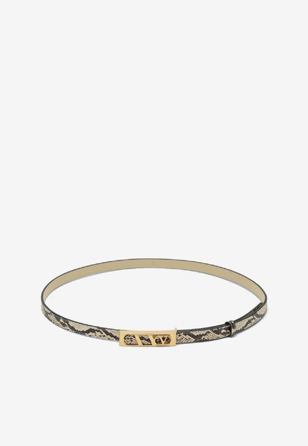 Valentino VLogo Signature Belt in Python Print Leather Beige 7W0T0SU1CJQ/R_VALE-DN1