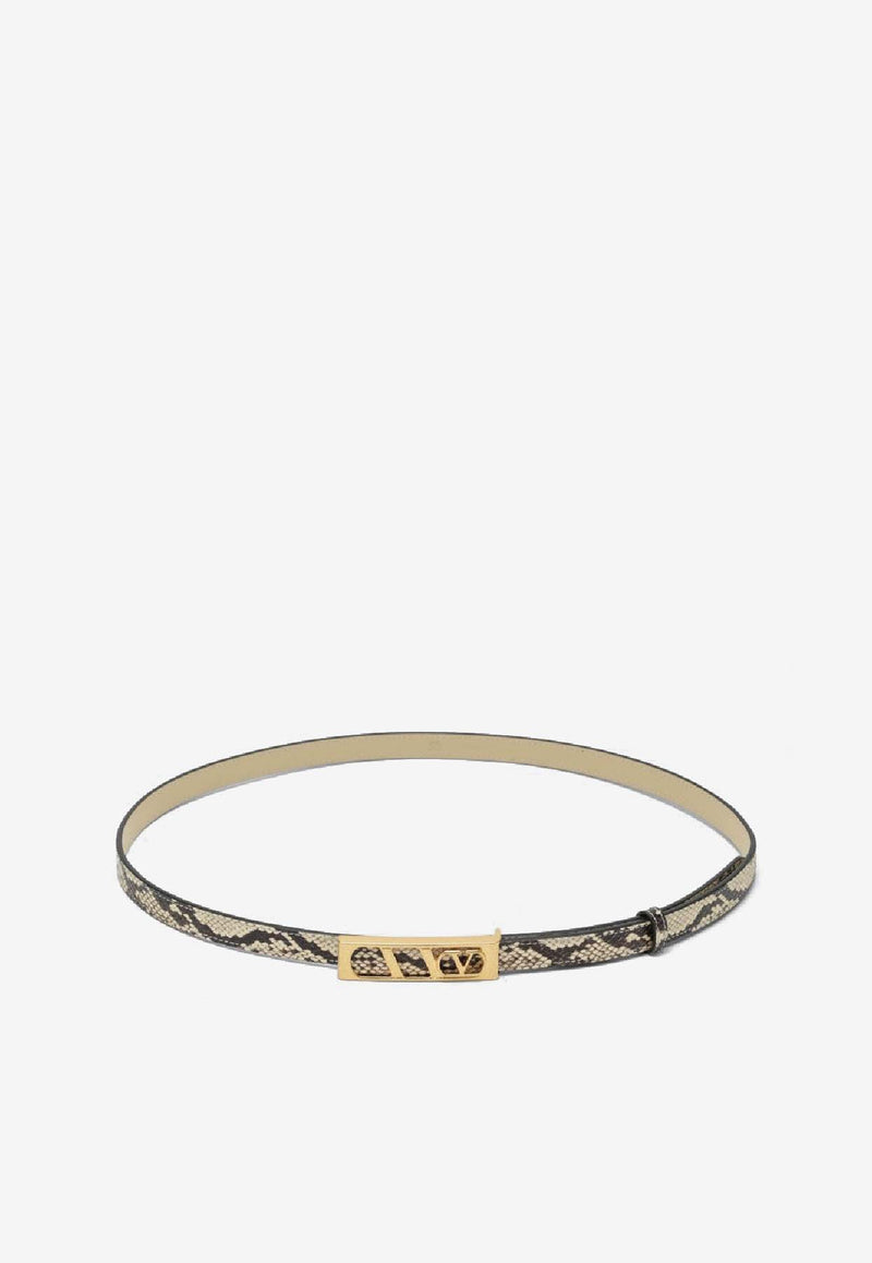 Valentino VLogo Signature Belt in Python Print Leather Beige 7W0T0SU1CJQ/R_VALE-DN1