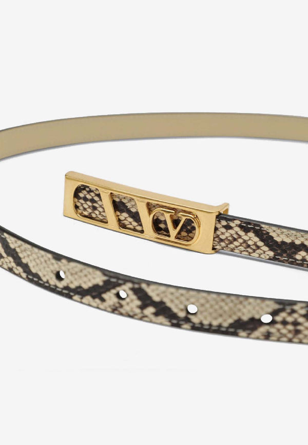 Valentino VLogo Signature Belt in Python Print Leather Beige 7W0T0SU1CJQ/R_VALE-DN1