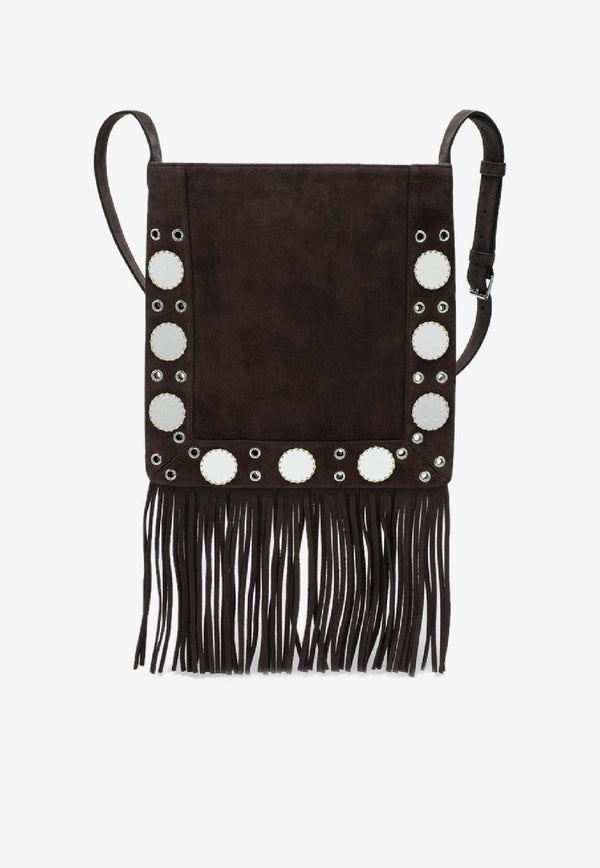 Valentino Nellcôte Suede Fringed Shoulder Bag Brown 7W2B0R33KJK/R_VALE-RCB