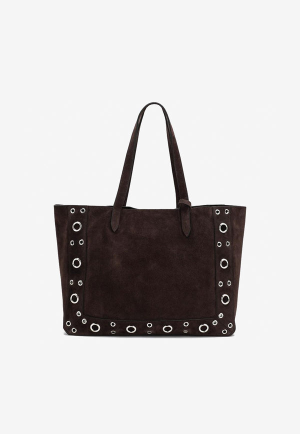 Valentino  Medium Nellcôte Suede Tote Bag Brown 7W2B0R79JET/R_VALE-0TO
