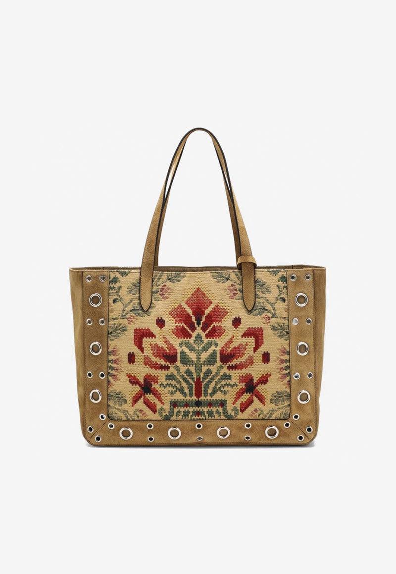 Valentino  Medium Nellcôte Jacquard Suede Tote Bag Multicolor 7W2B0R79JXK/R_VALE-CND