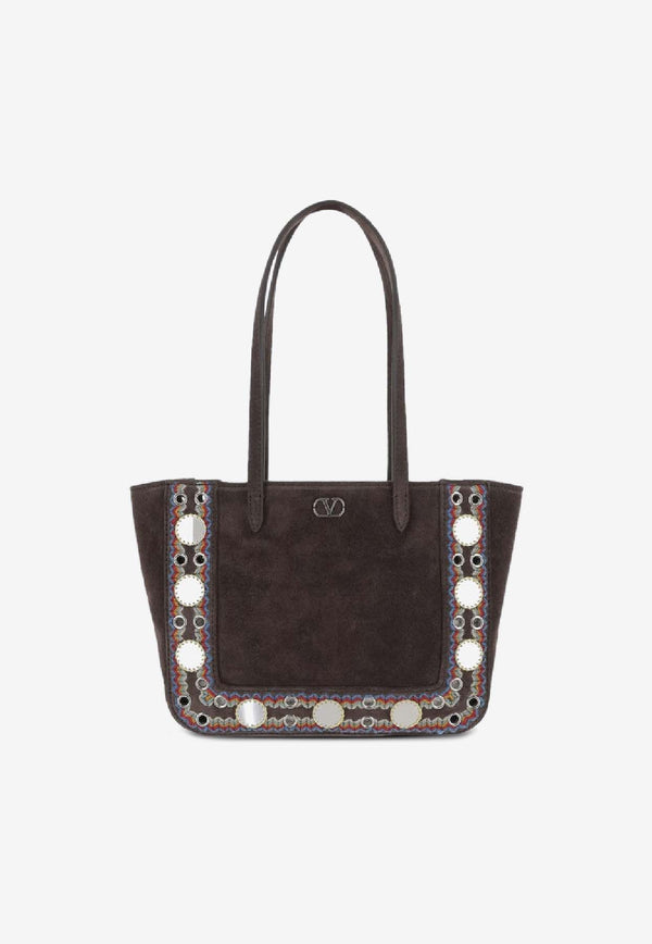 Valentino Mini Nellcôte Suede Tote Bag Brown 7W2B0R89KJK/R_VALE-RCB