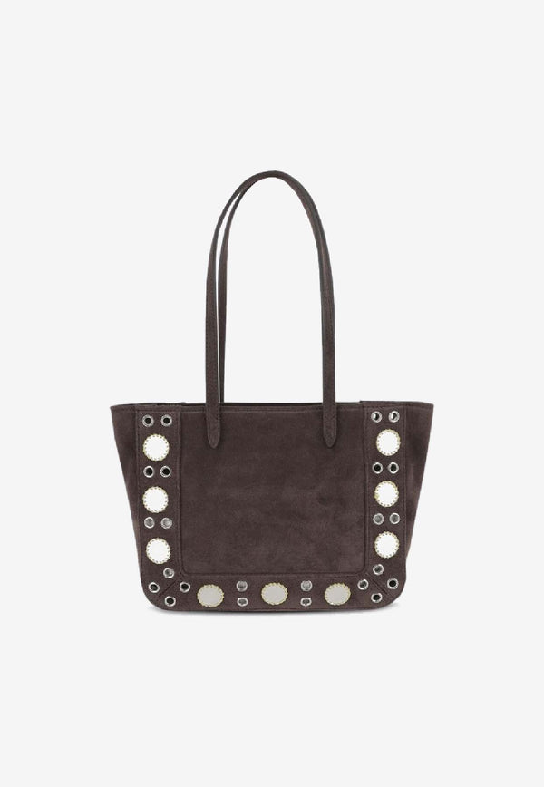 Valentino Mini Nellcôte Suede Tote Bag Brown 7W2B0R89KJK/R_VALE-RCB