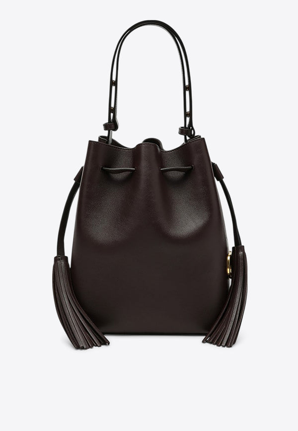 Valentino So Seau Tasseled Leather Bucket Bag Dark Brown 7W2B0R99HHL/R_VALE-CTJ