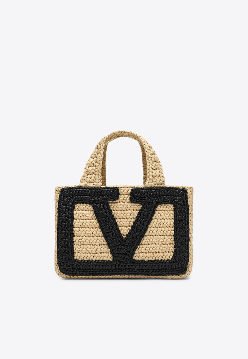 Valentino  Small Viva Superstar Crochet Knit Tote Bag Beige 7W2B0S12QET/R_VALE-EX9