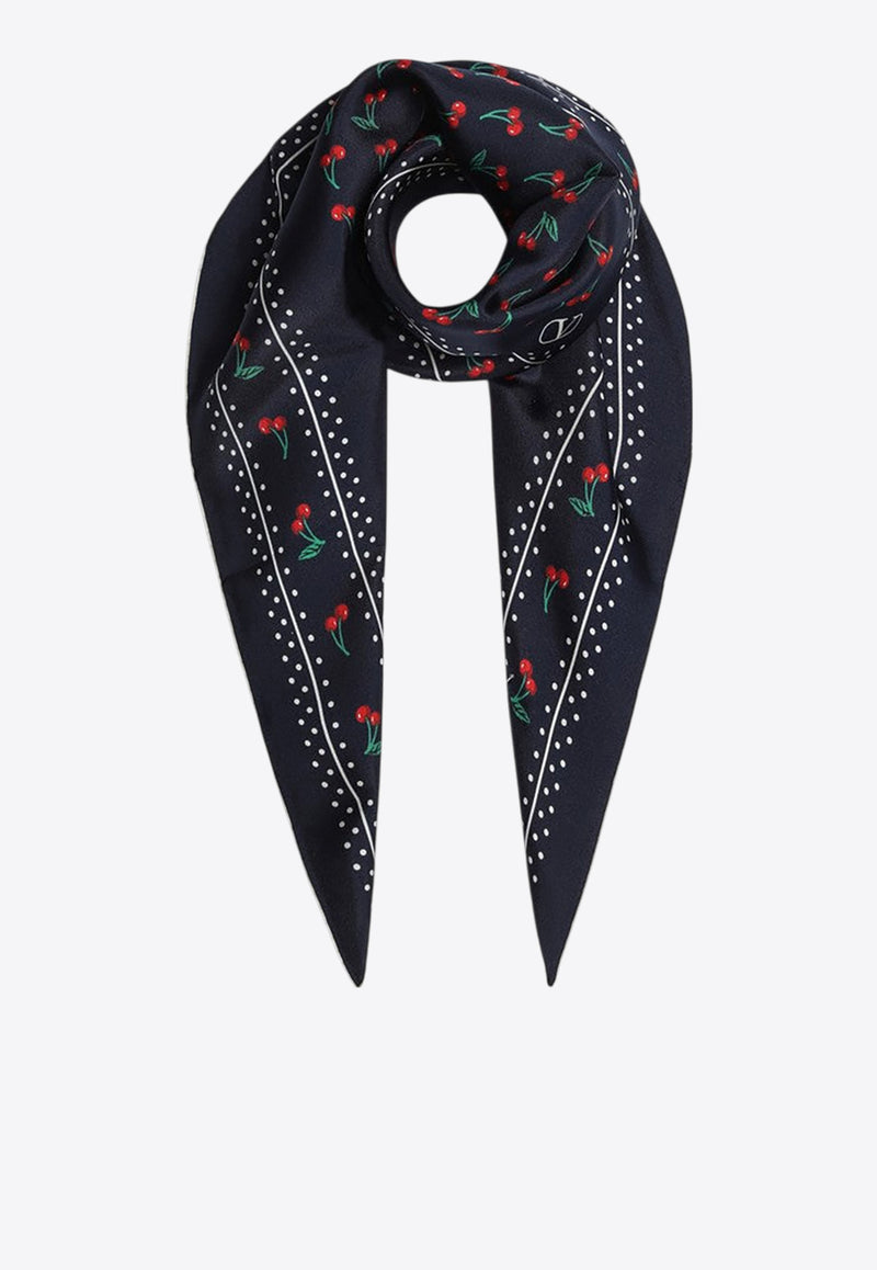 Valentino Cherryfic Silk Scarf Blue 7W2EK001EXB/R_VALE-CEU