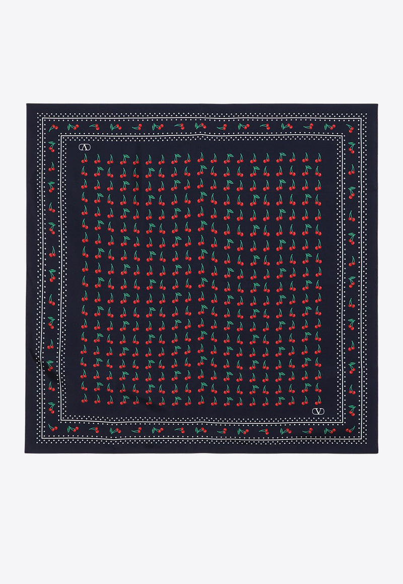 Valentino Cherryfic Silk Scarf Blue 7W2EK001EXB/R_VALE-CEU