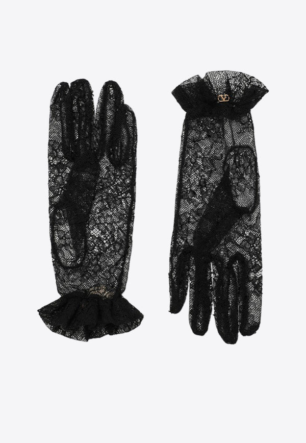 Valentino  VLogo Signature Lace Gloves  Black 7W2GD00FYCC/R_VALE-N06
