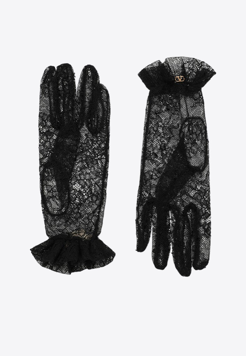 Valentino  VLogo Signature Lace Gloves  Black 7W2GD00FYCC/R_VALE-N06