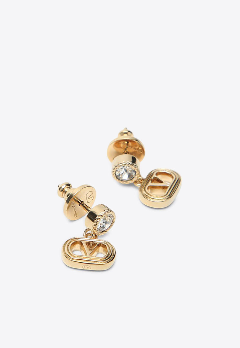 Valentino Ovalette Metal and Swarovski® Crystal Earrings Gold 7W2J0AI4YCW/R_VALE-9MN