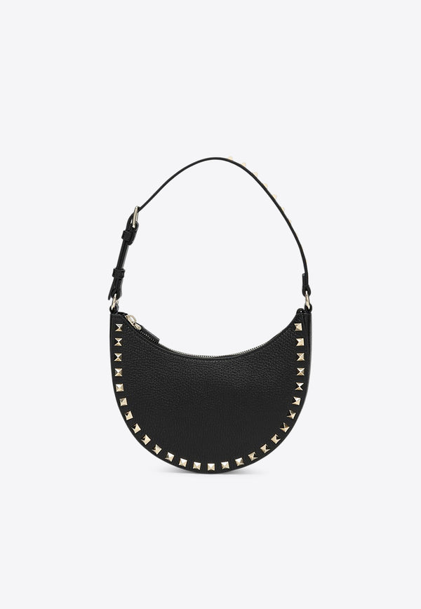 Valentino Mini Rockstud Calf Leather Hobo Bag Black 7W2P0AI7VSH/R_VALE-0NO
