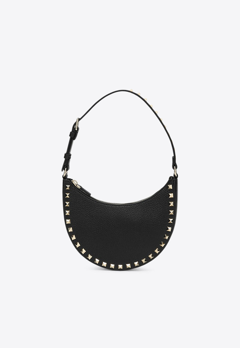 Valentino Mini Rockstud Calf Leather Hobo Bag Black 7W2P0AI7VSH/R_VALE-0NO