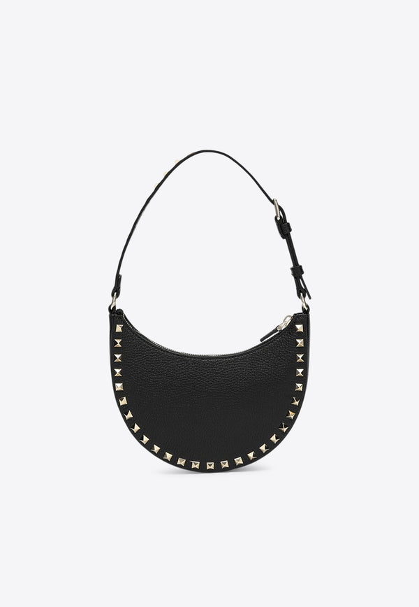 Valentino Mini Rockstud Calf Leather Hobo Bag Black 7W2P0AI7VSH/R_VALE-0NO