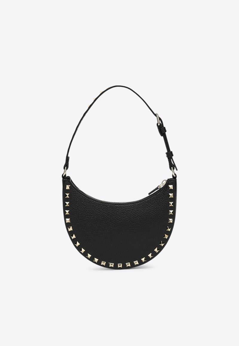 Valentino Mini Rockstud Calf Leather Hobo Bag Black 7W2P0AI7VSH/R_VALE-0NO